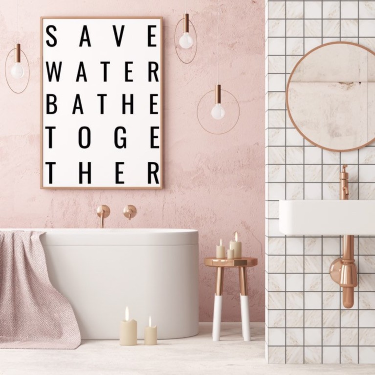 Save Water Bathe Together Poster