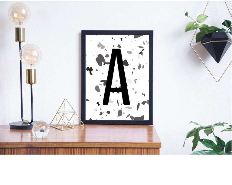 Terrazzo B&W Initial Poster 