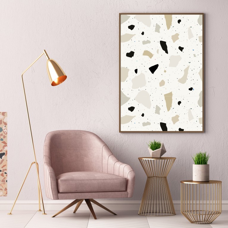 Nude/Blush/Black Terrazzo Poster