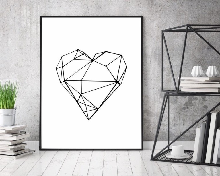 Geometric Love Hear Poster