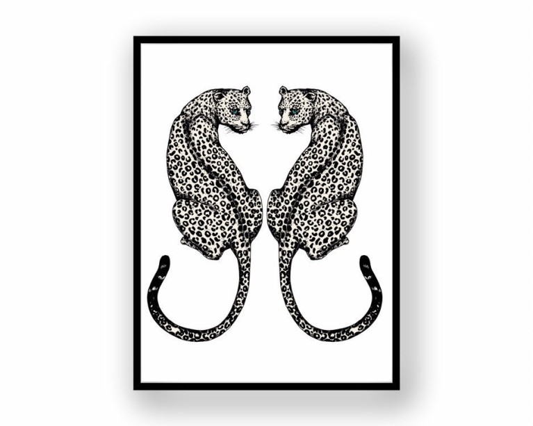 Monochrome Leopard Poster