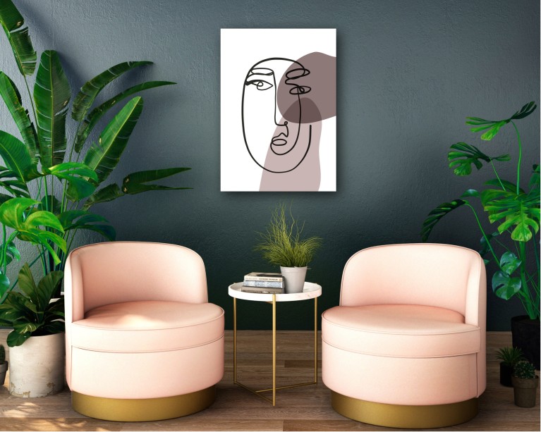 Pink Abstract Face Canvas Art