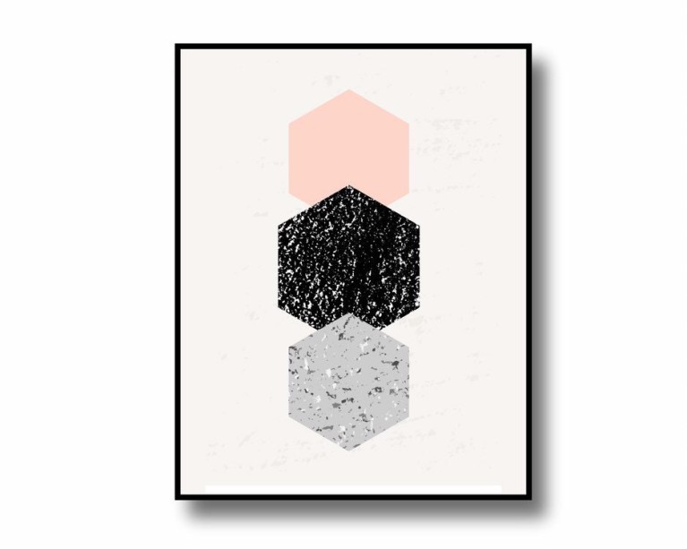 Pink Hexagon Abstract Poster