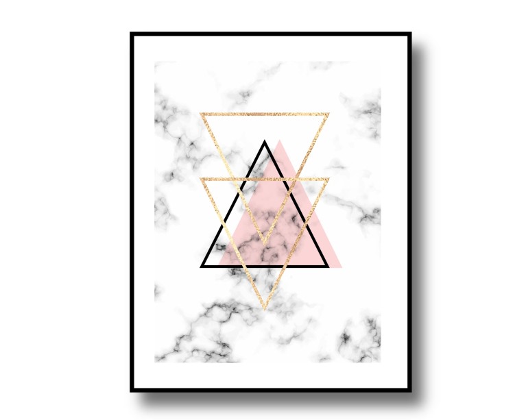 Pink Marble Triangle Poster