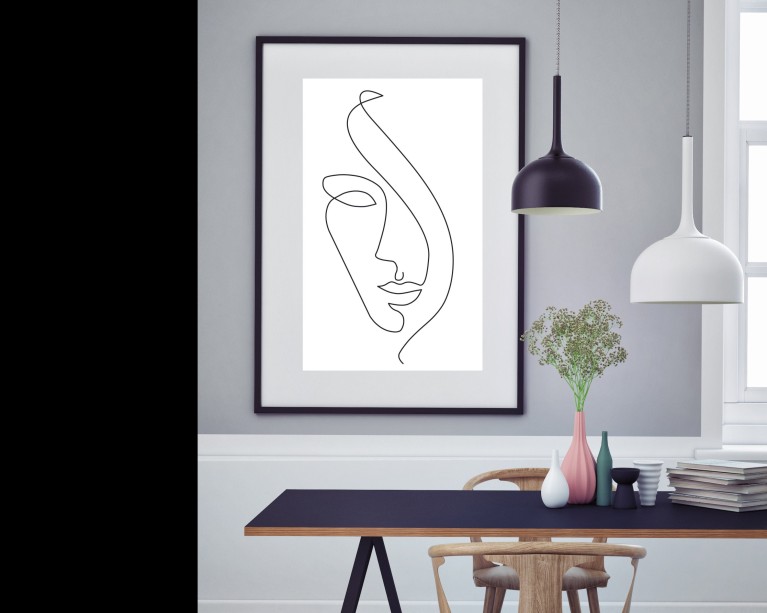 Face Line Drawing No.591 Poster 