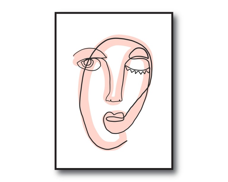  Line Face Drawing Poster 