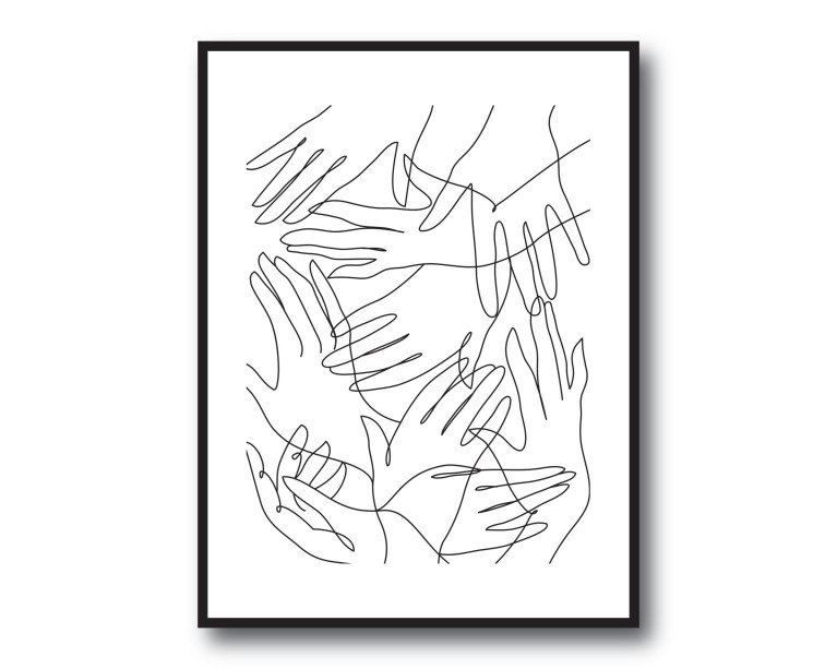 Line Hands Drawing Poster