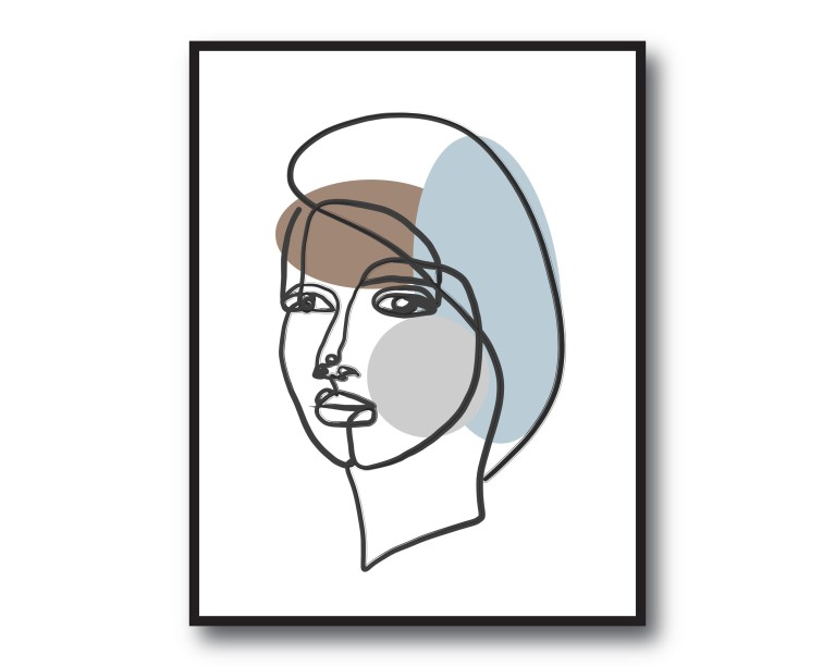 Blue Abstract Face Poster