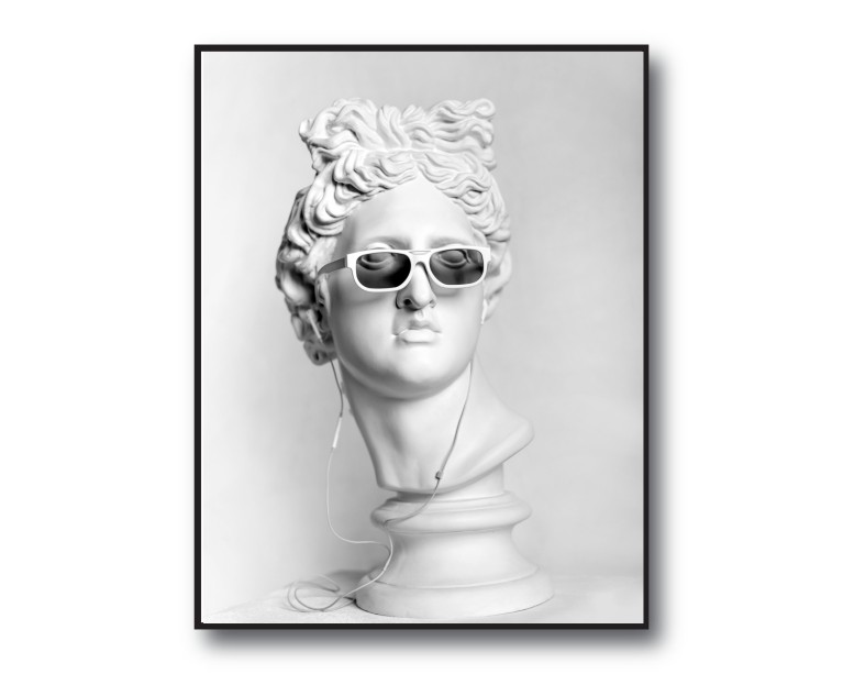 Funky Head Statue Poster 