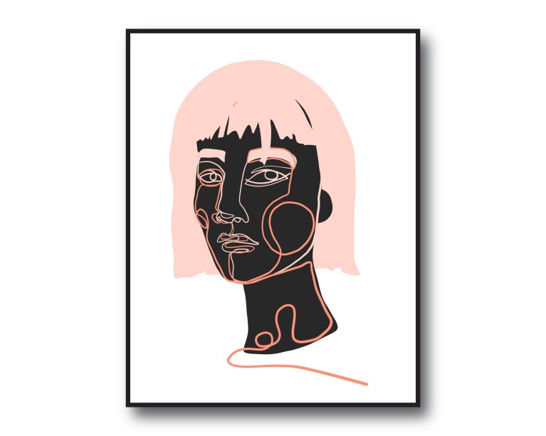 Abstract Line Face Poster