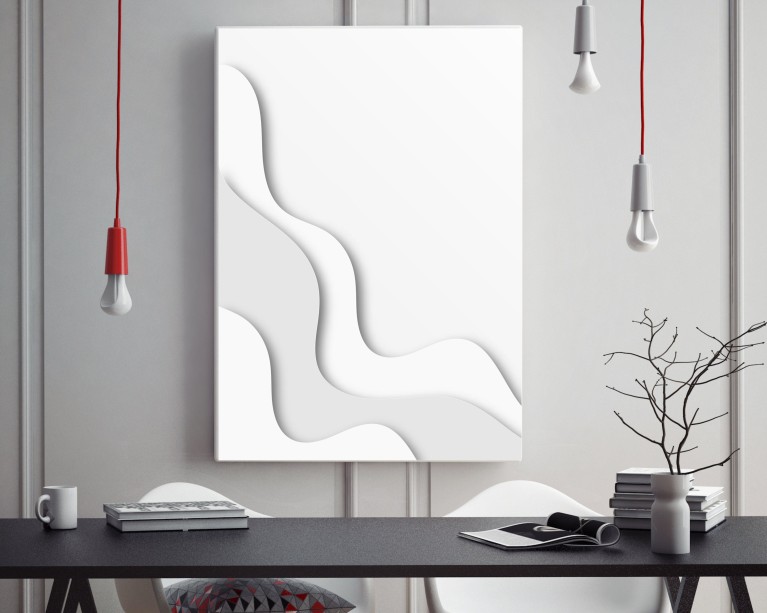 Abstract Tonal White Canvas Art