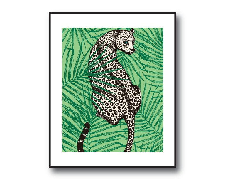 Palm Plant Leopard Poster 