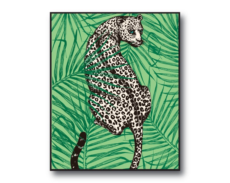 Palm Plant Leopard Poster 