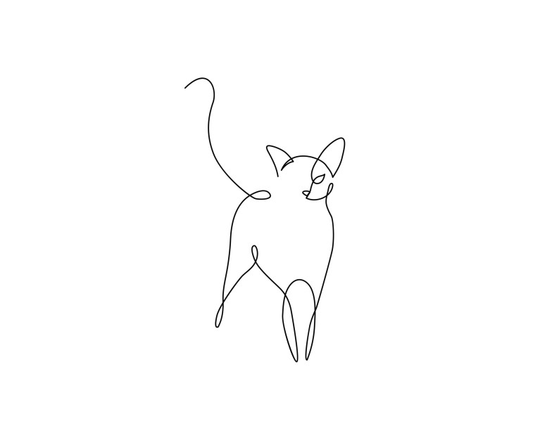 Cat Line Drawing Poster