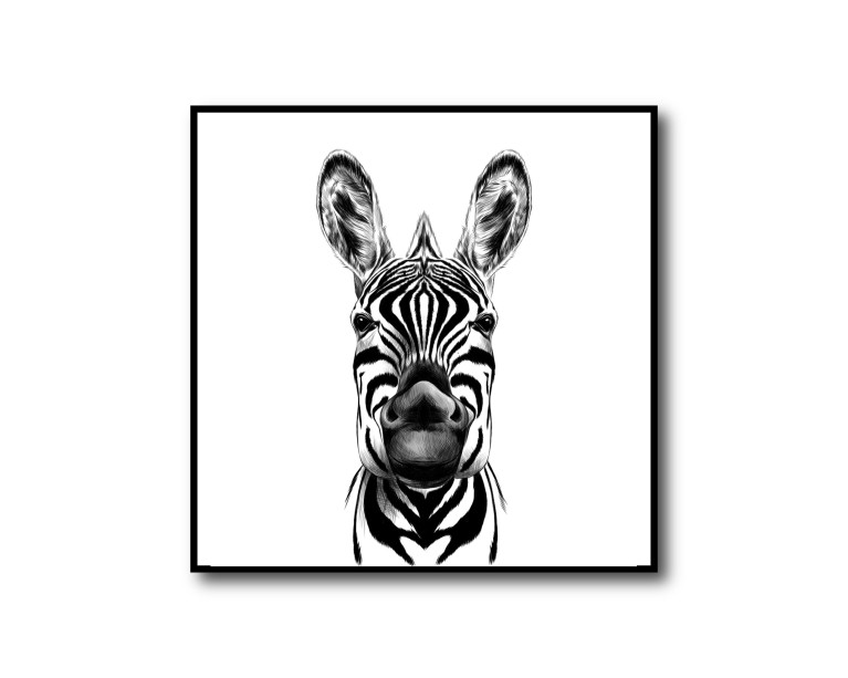 Mono Zebra Head Poster