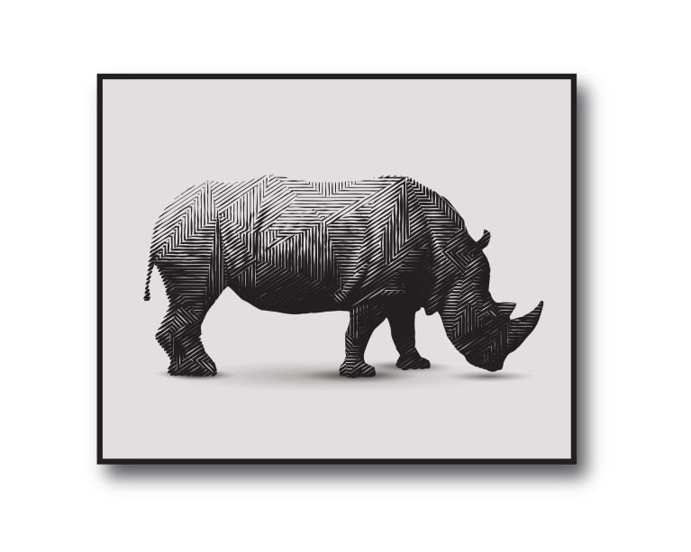 Geo Mono Rhino Poster 