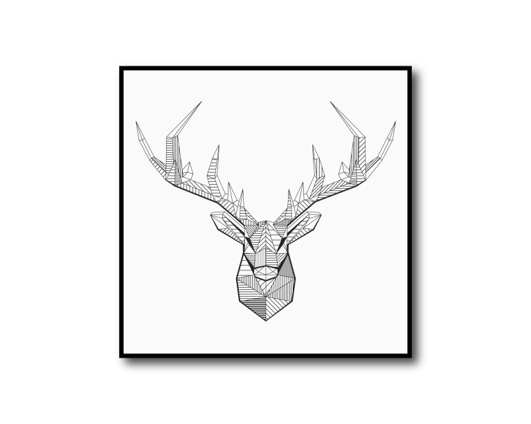 Mono Stag Head Poster 