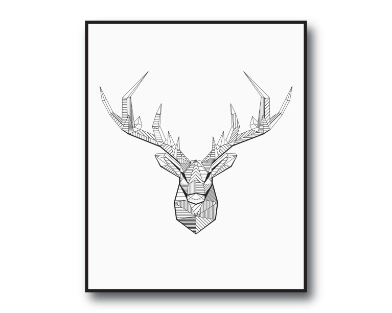 Mono Stag Head Poster 