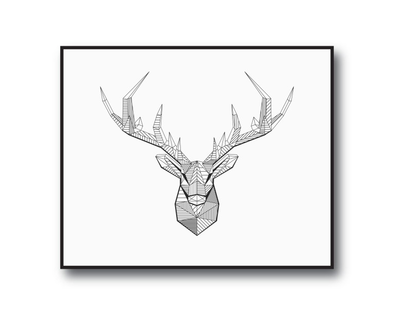 Mono Stag Head Poster 