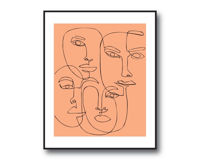 Face Line Drawing No.510 Poster 