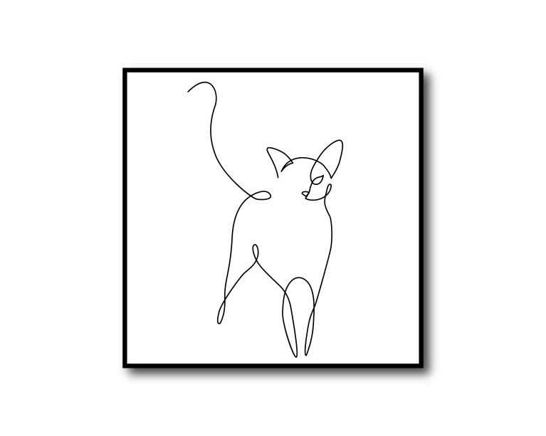 Cat Line Drawing Poster