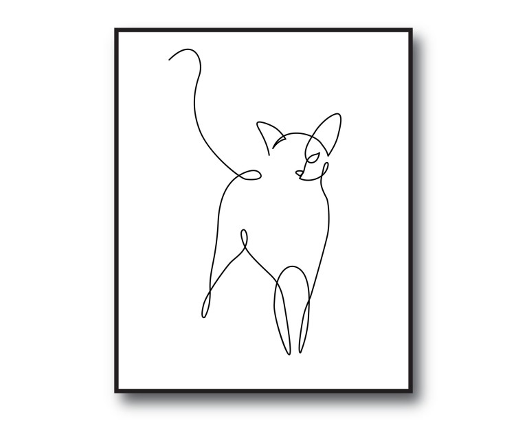 Cat Line Drawing Poster