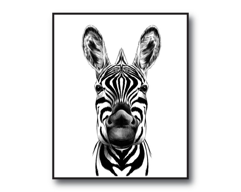 Mono Zebra Head Poster