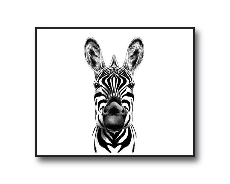 Mono Zebra Head Poster