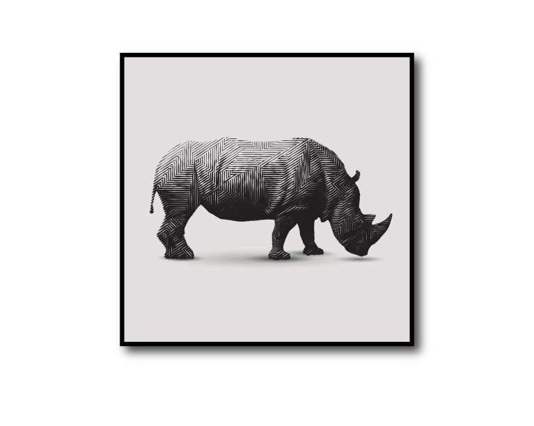 Geo Mono Rhino Poster 