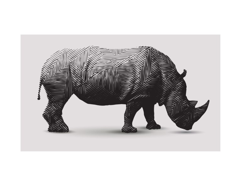 Geo Mono Rhino Poster 