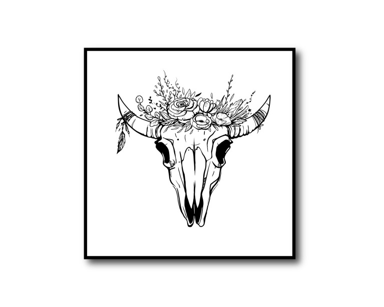 Antler Flower Skull Poster 