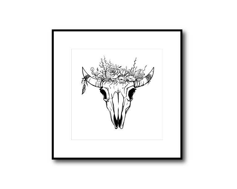 Antler Flower Skull Poster 