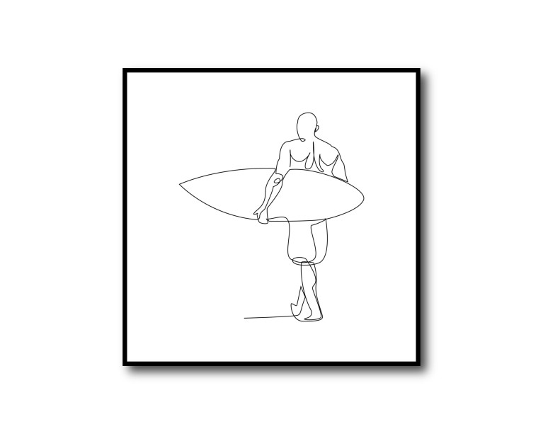 Surfer Line Drawing Poster