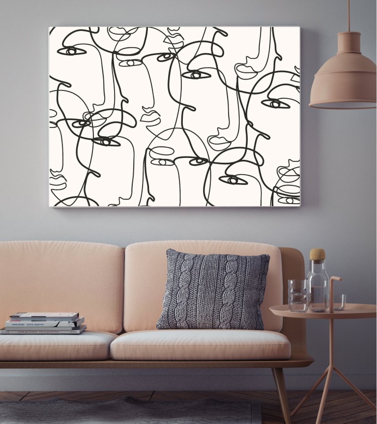 Line Drawing Faces Canvas Art