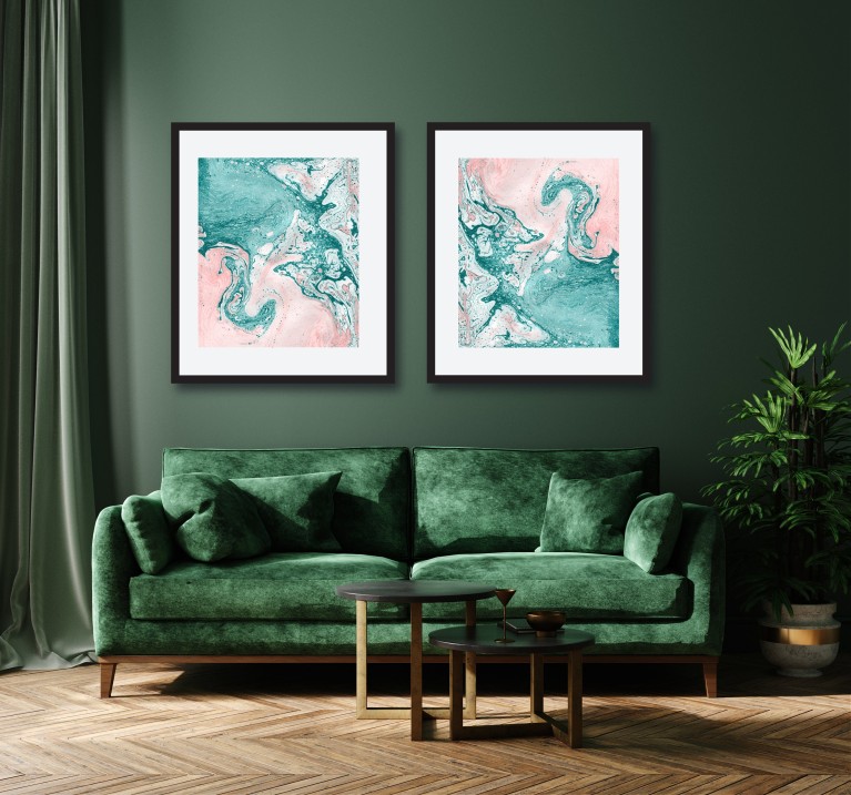 Pink/Green Marble No.375 Poster