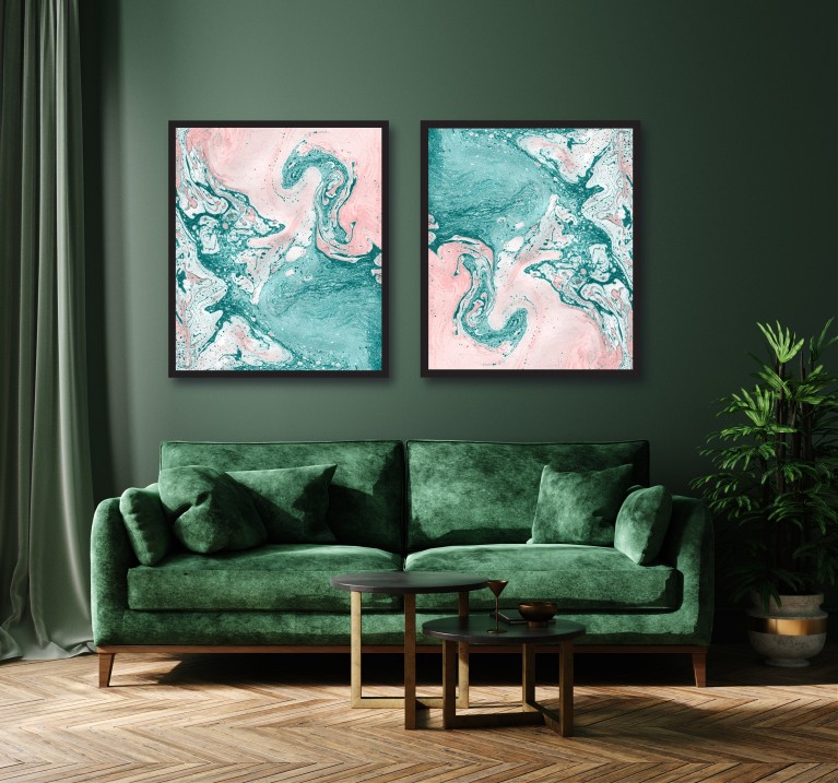 Pink/Green Marble No.375 Poster