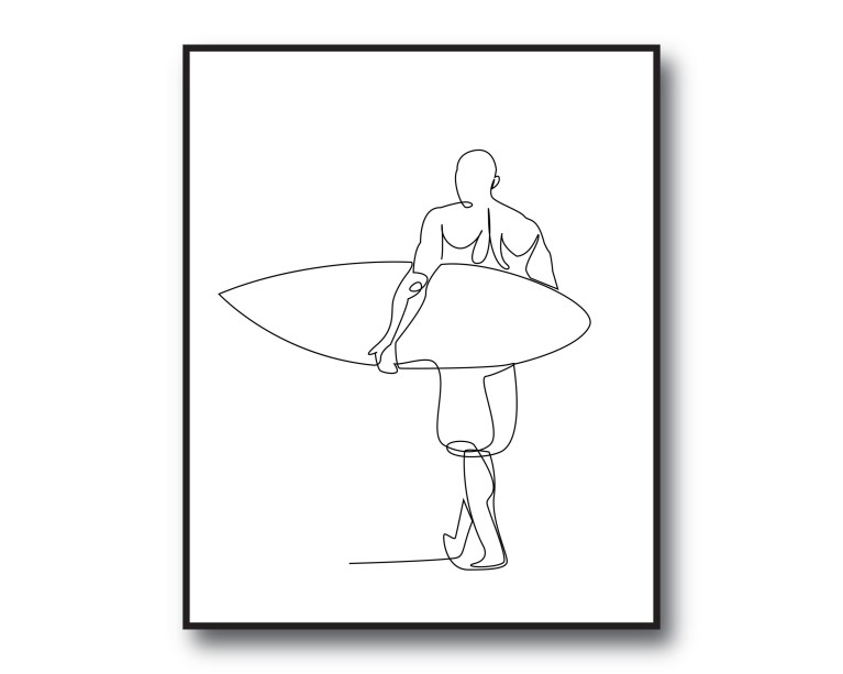 Surfer Line Drawing Poster