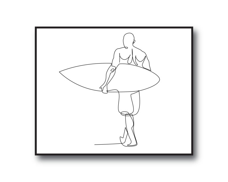 Surfer Line Drawing Poster