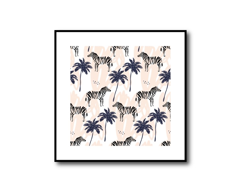 Zebra & Palm Tree Poster 