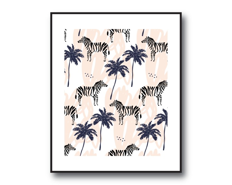 Zebra & Palm Tree Poster 