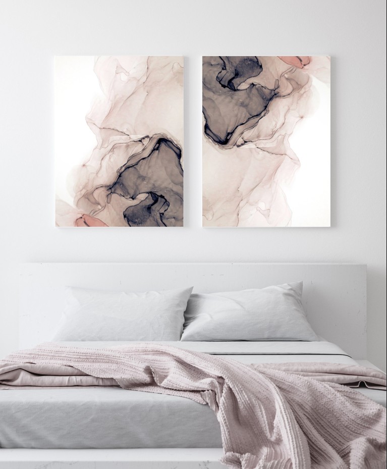 X2 Blush Inky Canvas Art Set